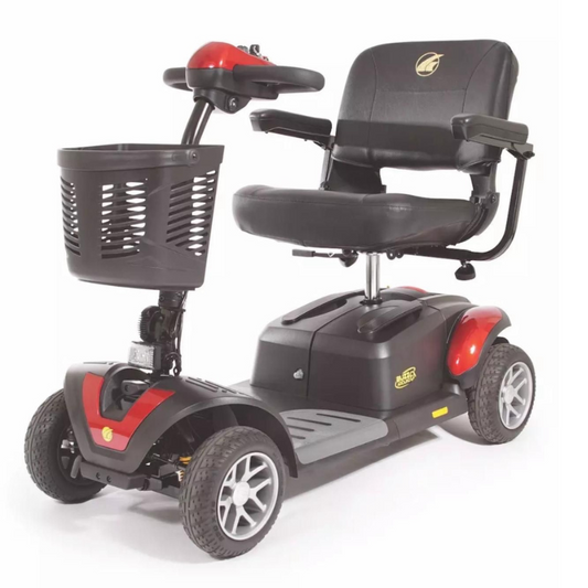 A powerful heavy-duty mobility scooter, model 'Max 350 Big Mama,' featuring an extra-wide cushioned seat with armrests, large all-terrain tires, and a reinforced frame for maximum stability. The scooter is designed for users up to 350 lbs and shown on a grassy path, ideal for outdoor and rugged terrain use.